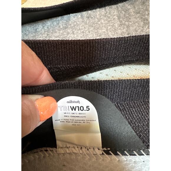 Allbirds Tree Breezer Black/Stormy Grey Size 10.5 Breathable Knit Flats - Picture 6 of 6